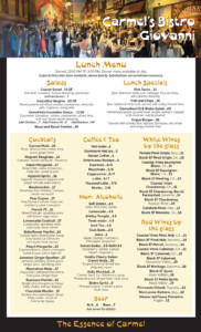 carmel's bistro menu